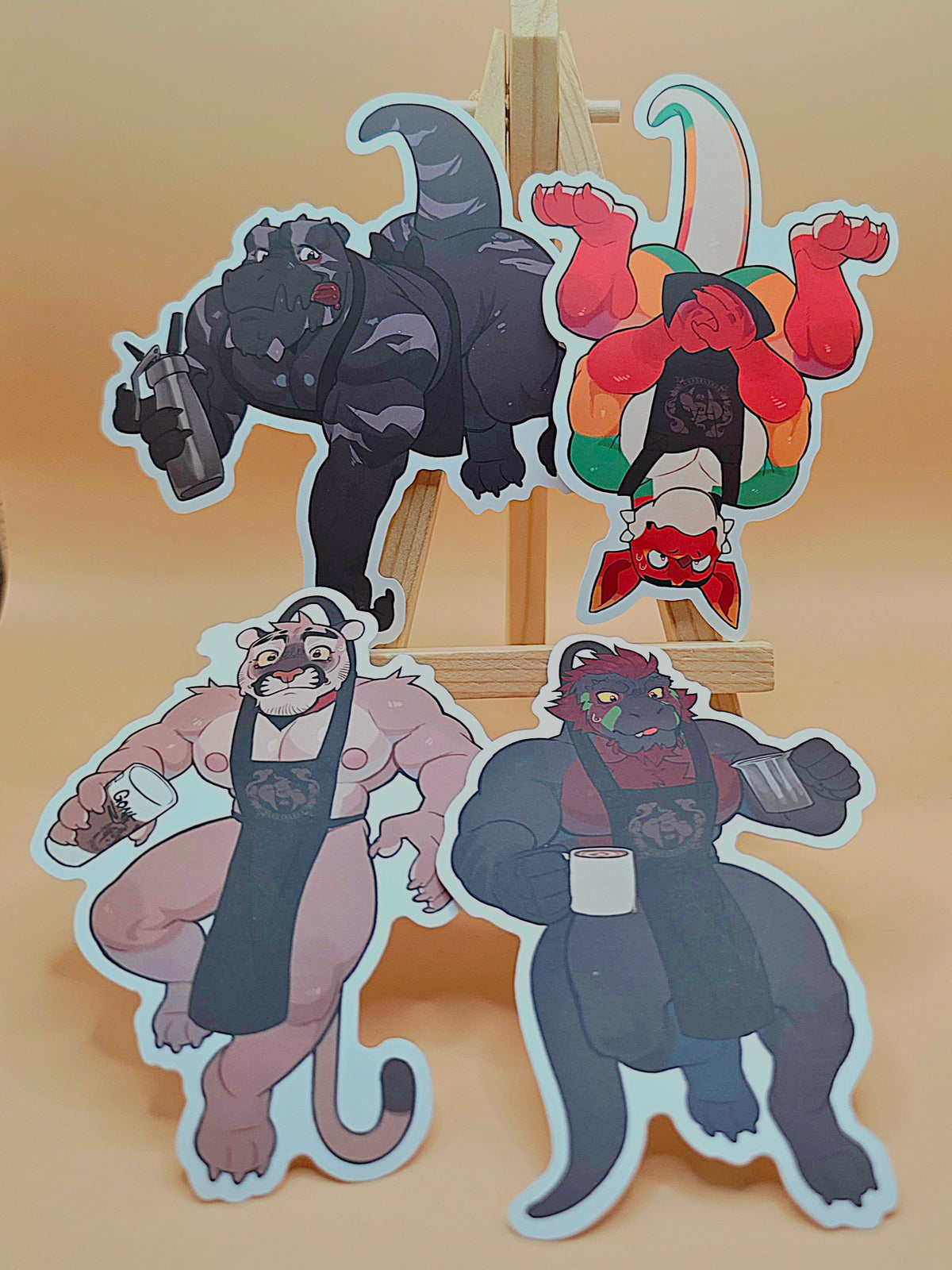 Hanging Burly Gang Stickers